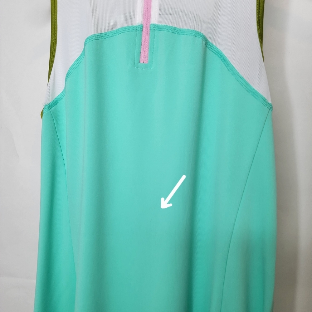 Tek Gear Zip-Up Tennis Dress Aqua Stone Colorblock Spring Pink White Lime - Picture 6 of 10
